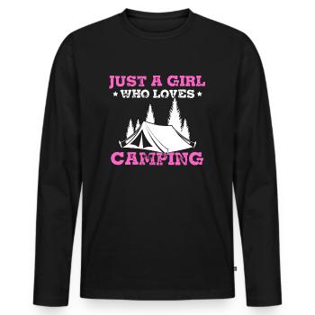 Juste une fille qui aime le camping - T-shirt manches longues Premium bio Homme - noir - Devant - Nico (187cm)