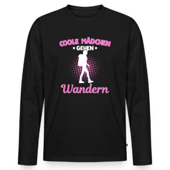 Coole Mädchen Gehen Wandern - Männer Premium Bio Langarmshirt - Schwarz - Vorne - Nico (187cm)