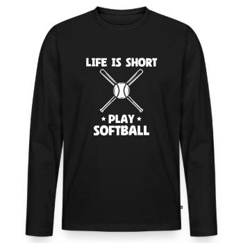 La vie est courte balle molle - T-shirt manches longues Premium bio Homme - noir - Devant - Nico (187cm)