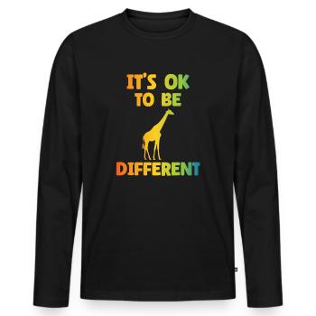 C’est normal d’être différent - Autisme - T-shirt manches longues Premium bio Homme - noir - Devant - Nico (187cm)