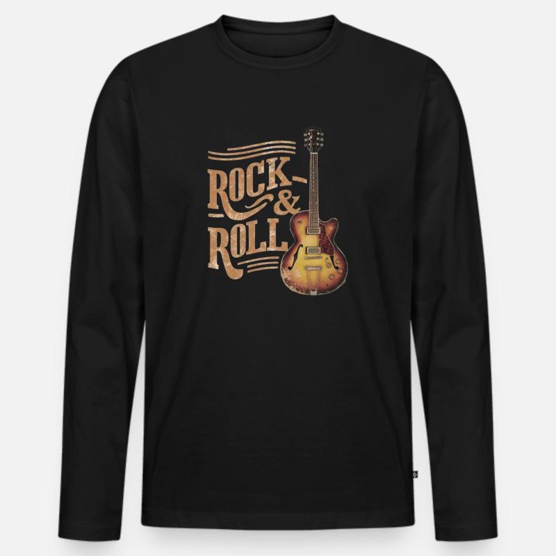 Rock & Roll - Männer Premium Bio Langarmshirt - Schwarz