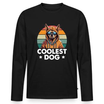 Le chien le plus cool - T-shirt manches longues Premium bio Homme - noir - Devant - Nico (187cm)