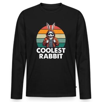 Le lapin le plus cool - T-shirt manches longues Premium bio Homme - noir - Devant - Nico (187cm)