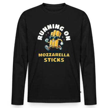 Courir sur des bâtonnets de mozzarella - T-shirt manches longues Premium bio Homme - noir - Devant - Nico (187cm)