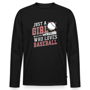 Just A Girl Who Loves Baseball - Männer Premium Bio Langarmshirt - Schwarz - Vorne - Nico (187cm)