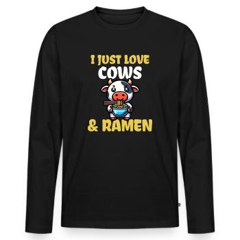 I Just Love Cows And Ramen - Männer Premium Bio Langarmshirt - Schwarz - Vorne - Nico (187cm)