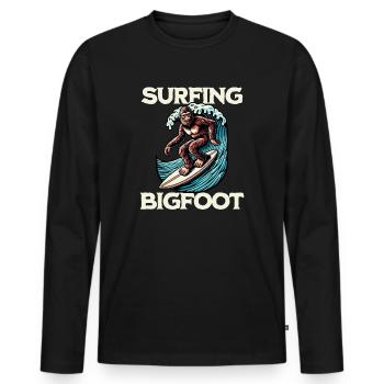 Surfing Bigfoot - Männer Premium Bio Langarmshirt - Schwarz - Vorne - Nico (187cm)