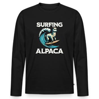 Surf Alpaga - T-shirt manches longues Premium bio Homme - noir - Devant - Nico (187cm)