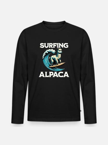Surfing Alpaca - Men's Premium Organic Long Sleeve Shirt - black