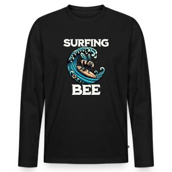 Surfing Bee - Men's Premium Organic Long Sleeve Shirt - black - Front - Nico (187cm)