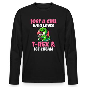 Just A Girl Who Loves T-Rex And Ice Cream - Men's Premium Organic Long Sleeve Shirt - black - Front - Nico (187cm)