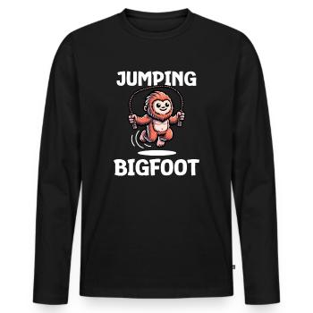 Bigfoot sautant - T-shirt manches longues Premium bio Homme - noir - Devant - Nico (187cm)