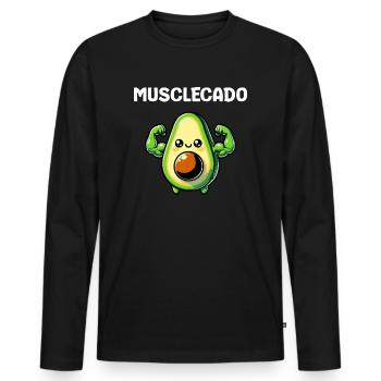 Musclecado - T-shirt manches longues Premium bio Homme - noir - Devant - Nico (187cm)