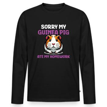 Sorry My Guinea Pig Ate My Homework - Men's Premium Organic Long Sleeve Shirt - black - Front - Nico (187cm)