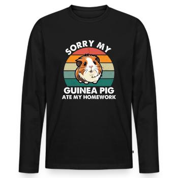 Sorry My Guinea Pig Ate My Homework - Men's Premium Organic Long Sleeve Shirt - black - Front - Nico (187cm)