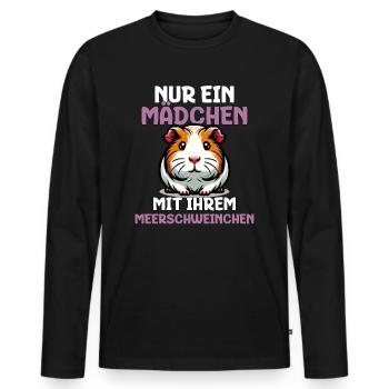 Nur Ein Mädchen Mit Ihrem Meerschweinchen - Männer Premium Bio Langarmshirt - Schwarz - Vorne - Nico (187cm)
