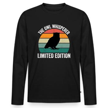 The Owl Whisperer - Männer Premium Bio Langarmshirt - Schwarz - Vorne - Nico (187cm)