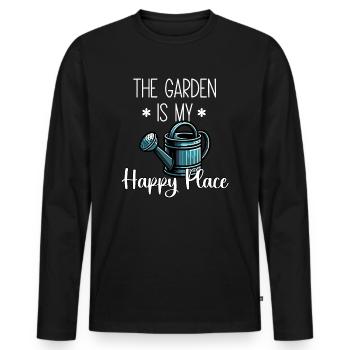 Le jardin est mon endroit heureux - T-shirt manches longues Premium bio Homme - noir - Devant - Nico (187cm)
