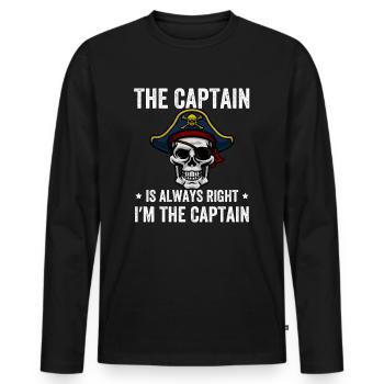 The Captain Is Always Right I'm The Captain - Men's Premium Organic Long Sleeve Shirt - black - Front - Nico (187cm)