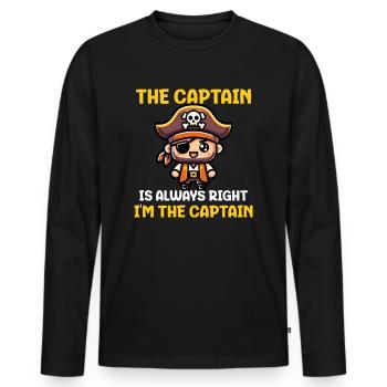 The Captain Is Always Right I'm The Captain - Men's Premium Organic Long Sleeve Shirt - black - Front - Nico (187cm)