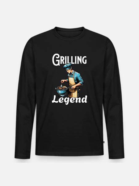 Grilling Legend - Men's Premium Organic Long Sleeve Shirt - black