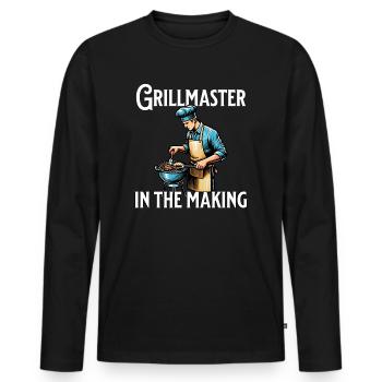 Grillmaster en devenir - T-shirt manches longues Premium bio Homme - noir - Devant - Nico (187cm)