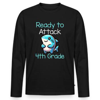 Ready To Attack 4th Grade - Männer Premium Bio Langarmshirt - Schwarz - Vorne - Nico (187cm)