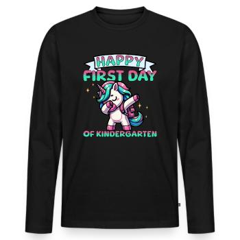 Happy First Day Of Kindergarten - Men's Premium Organic Long Sleeve Shirt - black - Front - Nico (187cm)