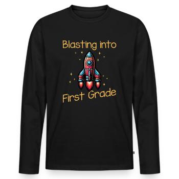 Blasting Into First Grade - Männer Premium Bio Langarmshirt - Schwarz - Vorne - Nico (187cm)