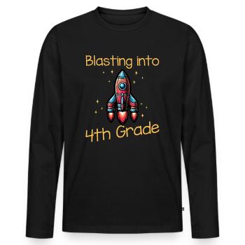 Blasting Into 4th Grade - Men's Premium Organic Long Sleeve Shirt - black - Front - Nico (187cm)