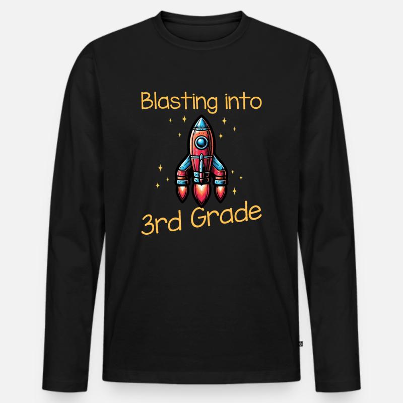 Blasting Into 3rd Grade - Männer Premium Bio Langarmshirt - Schwarz