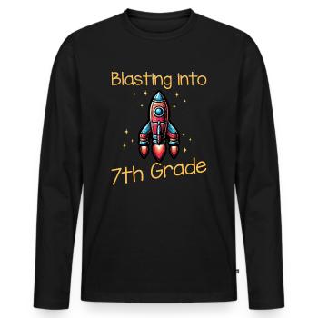 Blasting Into 7th Grade - Männer Premium Bio Langarmshirt - Schwarz - Vorne - Nico (187cm)