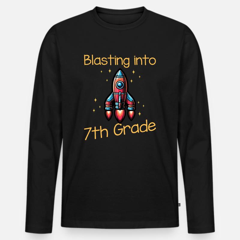 Blasting Into 7th Grade - Männer Premium Bio Langarmshirt - Schwarz