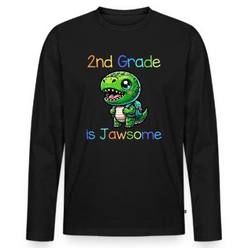 2nd Grade Is Jawsome - Men's Premium Organic Long Sleeve Shirt - black - Front - Nico (187cm)