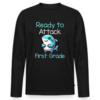 Ready To Attack First Grade - Männer Premium Bio Langarmshirt - Schwarz - Vorne - Nico (187cm)