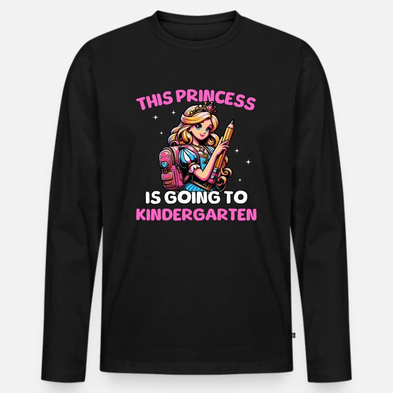 This Princess Is Going To Kindergarten - Männer Premium Bio Langarmshirt - Schwarz