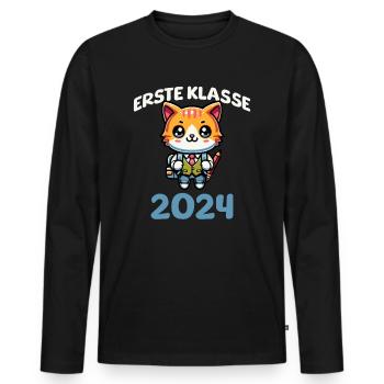 Erste Klasse 2024 - Männer Premium Bio Langarmshirt - Schwarz - Vorne - Nico (187cm)
