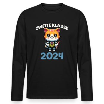 Zweite Klasse 2024 - Männer Premium Bio Langarmshirt - Schwarz - Vorne - Nico (187cm)