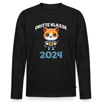 Troisième classe 2024 - T-shirt manches longues Premium bio Homme - noir - Devant - Nico (187cm)