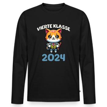 Vierte Klasse 2024 - Männer Premium Bio Langarmshirt - Schwarz - Vorne - Nico (187cm)
