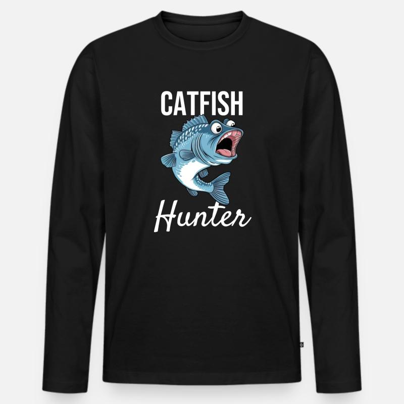 Catfish Hunter - Männer Premium Bio Langarmshirt - Schwarz