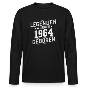 Legends were born in 1964 - Men's Premium Organic Long Sleeve Shirt - black - Front - Nico (187cm)