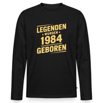Des légendes sont nées en 1984 - T-shirt manches longues Premium bio Homme - noir - Devant - Nico (187cm)