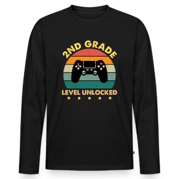 Niveau 2e année Débloqué Vintage Sunset - T-shirt manches longues Premium bio Homme - noir - Devant - Nico (187cm)