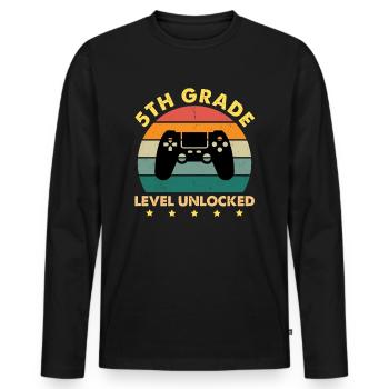 5th Grade Level Unlocked Vintage Sunset - Men's Premium Organic Long Sleeve Shirt - black - Front - Nico (187cm)