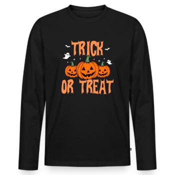 Trick Or Treat - Design d’Halloween - T-shirt manches longues Premium bio Homme - noir - Devant - Nico (187cm)