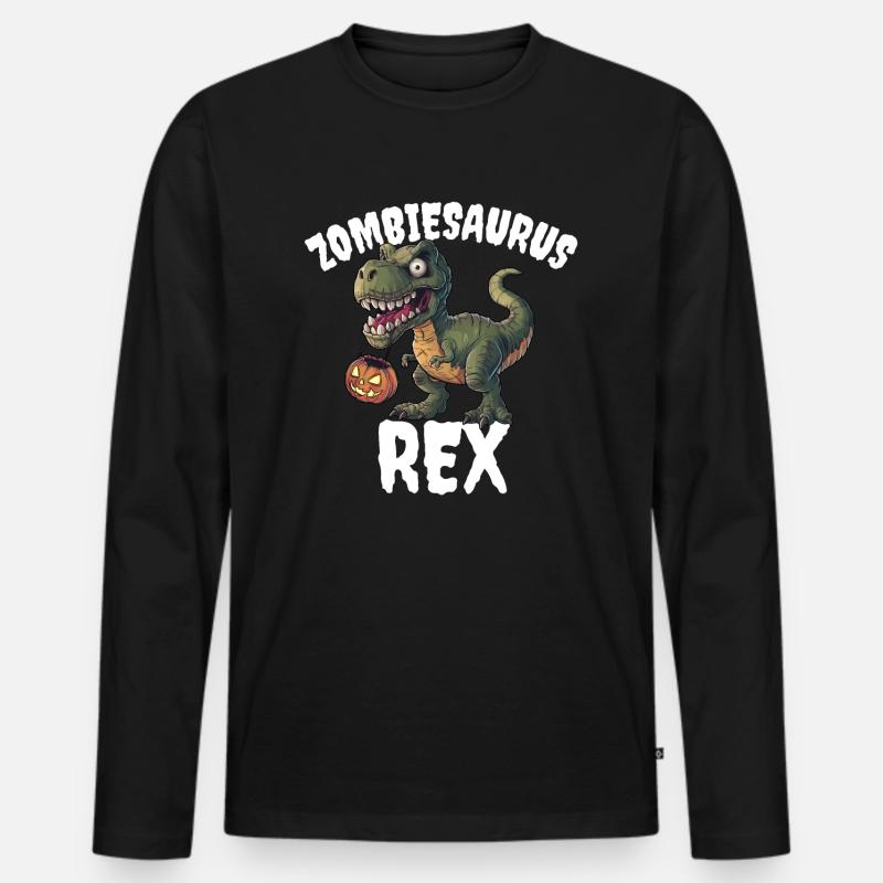 Zombiesaurus Rex - Männer Premium Bio Langarmshirt - Schwarz