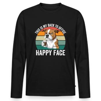 C’est mon visage heureux de retour au bureau - T-shirt manches longues Premium bio Homme - noir - Devant - Nico (187cm)