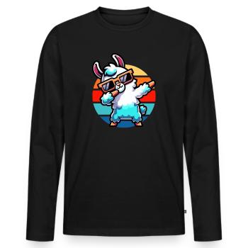 Dabbing Lama Vintage Sunset - T-shirt manches longues Premium bio Homme - noir - Devant - Nico (187cm)