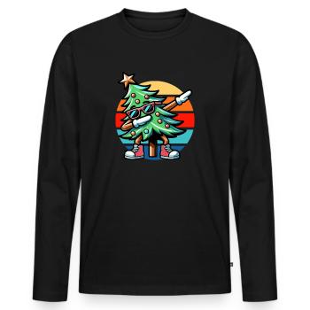 Dabbing Weihnachtsbaum Vintage Sunset - Männer Premium Bio Langarmshirt - Schwarz - Vorne - Nico (187cm)